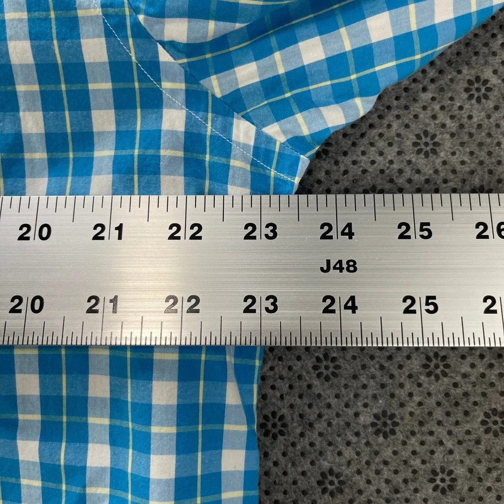Tommy Bahama Mens Blue Gingham Pima Cotton Long Sleeve Button Down Shirt Large
